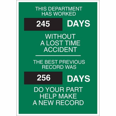 BRADY Safety Record Signs, 28X20", STL, ENG, Material: Steel 49116